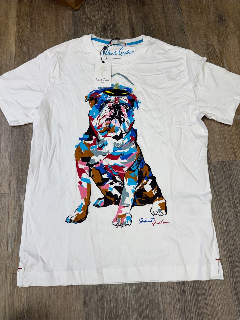 Robert Graham White Short-Sleeve Tee “captain Graham” Bulldog Art tee